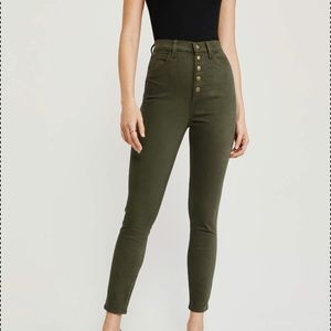 high rise super skinny olive green jeans